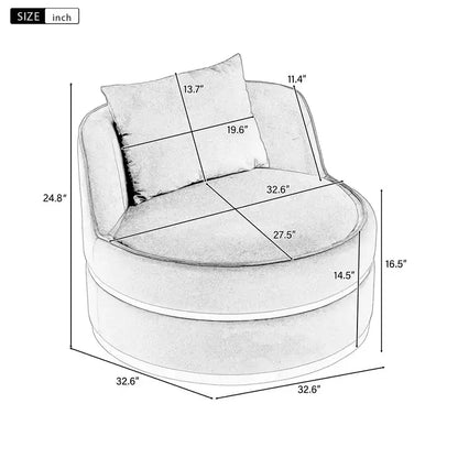 Fauteuil pivotant à 360°, fauteuil baril moderne en velours rembourré surdimensionné avec coussin - HABITRIO
