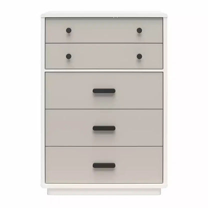 CosmoLiving by Cosmopolitan Valencia Tall 5-Drawer Dresser, Taupe and White