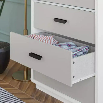 Commode haute à 5 tiroirs CosmoLiving by Cosmopolitan Valencia, taupe et blanc