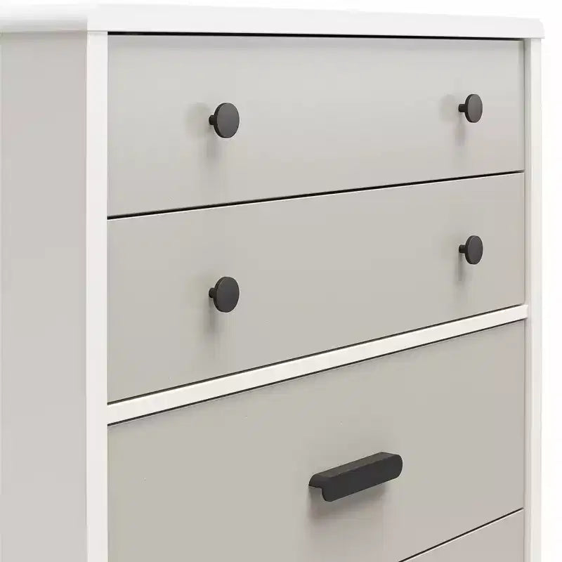 Commode haute à 5 tiroirs CosmoLiving by Cosmopolitan Valencia, taupe et blanc