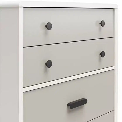 Commode haute à 5 tiroirs CosmoLiving by Cosmopolitan Valencia, taupe et blanc