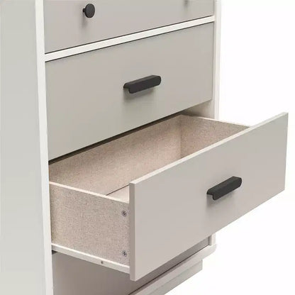 Commode haute à 5 tiroirs CosmoLiving by Cosmopolitan Valencia, taupe et blanc
