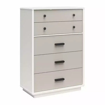 Commode haute à 5 tiroirs CosmoLiving by Cosmopolitan Valencia, taupe et blanc