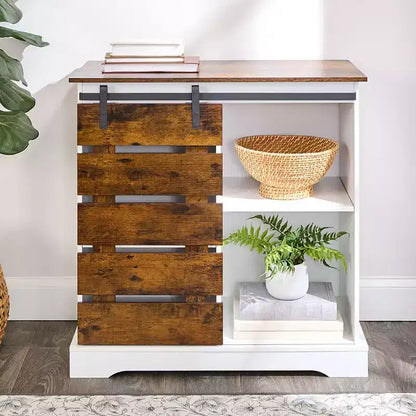 Armoire de rangement à porte coulissante bicolore Lakeside Collection avec étagères 80 cm H –