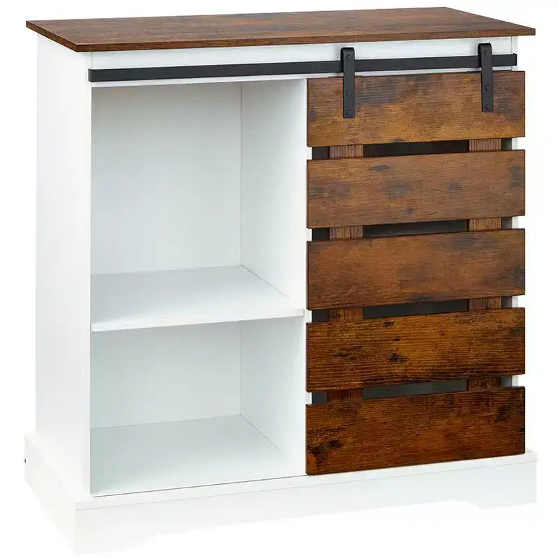 Armoire de rangement à porte coulissante bicolore Lakeside Collection avec étagères 80 cm H –