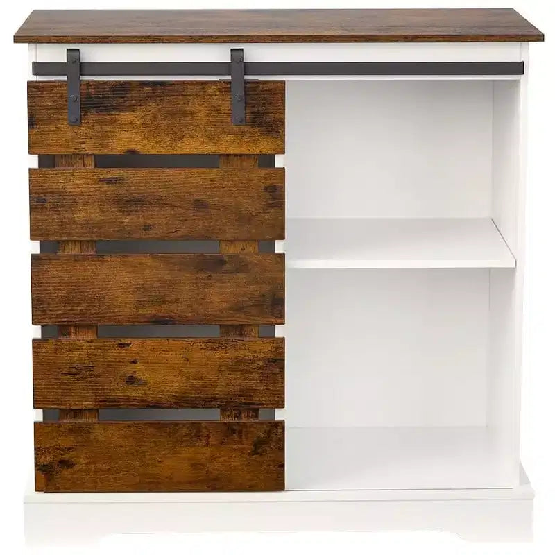 Armoire de rangement à porte coulissante bicolore Lakeside Collection avec étagères 80 cm H –