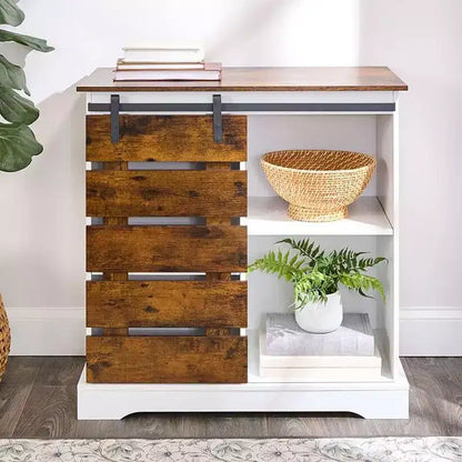 Armoire de rangement à porte coulissante bicolore Lakeside Collection avec étagères 80 cm H –