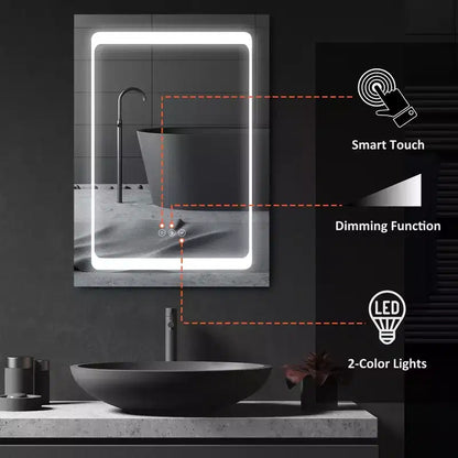 Armoire à pharmacie éclairée par LED avec miroir, organisateur de salle de bain mural à brancher avec 3 étagères de rangement