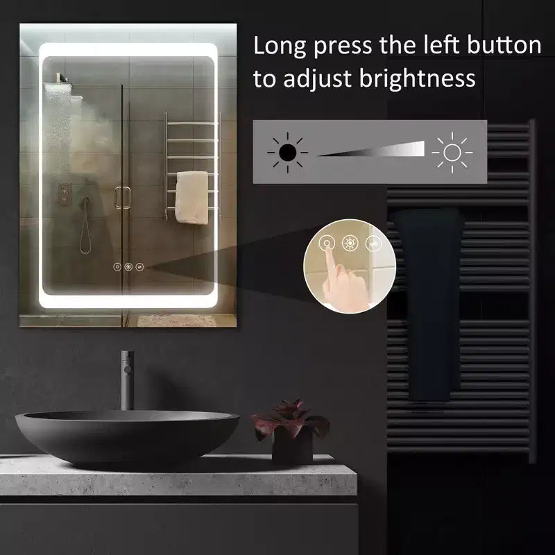 Armoire à pharmacie éclairée par LED avec miroir, organisateur de salle de bain mural à brancher avec 3 étagères de rangement