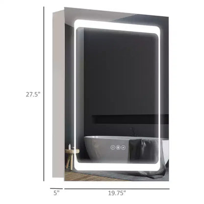 Armoire à pharmacie éclairée par LED avec miroir, organisateur de salle de bain mural à brancher avec 3 étagères de rangement