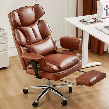 Executive PU Leather Chair: Ergonomic, Swivel, with Footrest
