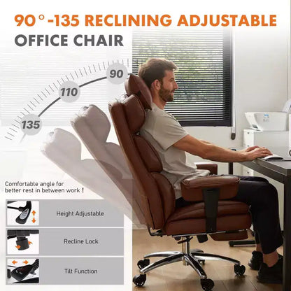 Fauteuil de bureau en similicuir : ergonomique, pivotant, avec repose-pieds