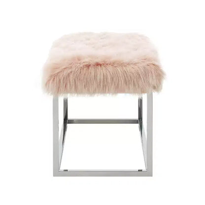 Banc Inspired Home Monet Lux en fausse fourrure et métal chromé