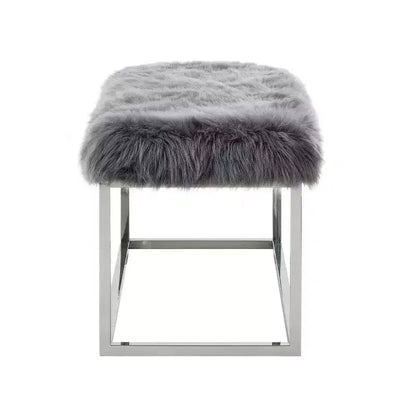 Banc Inspired Home Monet Lux en fausse fourrure et métal chromé