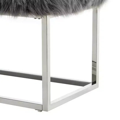 Banc Inspired Home Monet Lux en fausse fourrure et métal chromé