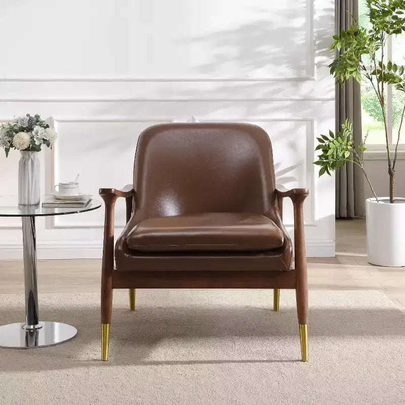 Christopher Knight Home Fauteuil d'appoint moderne Freja en similicuir et bois