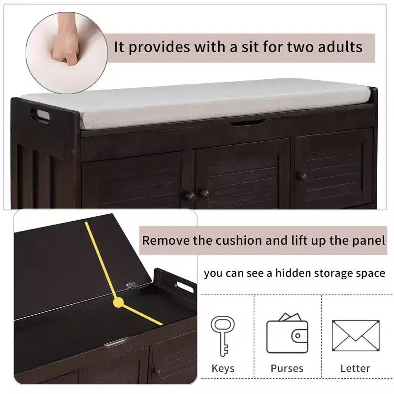 Banc de chambre AndMakers de 43,5 po avec 3 portes