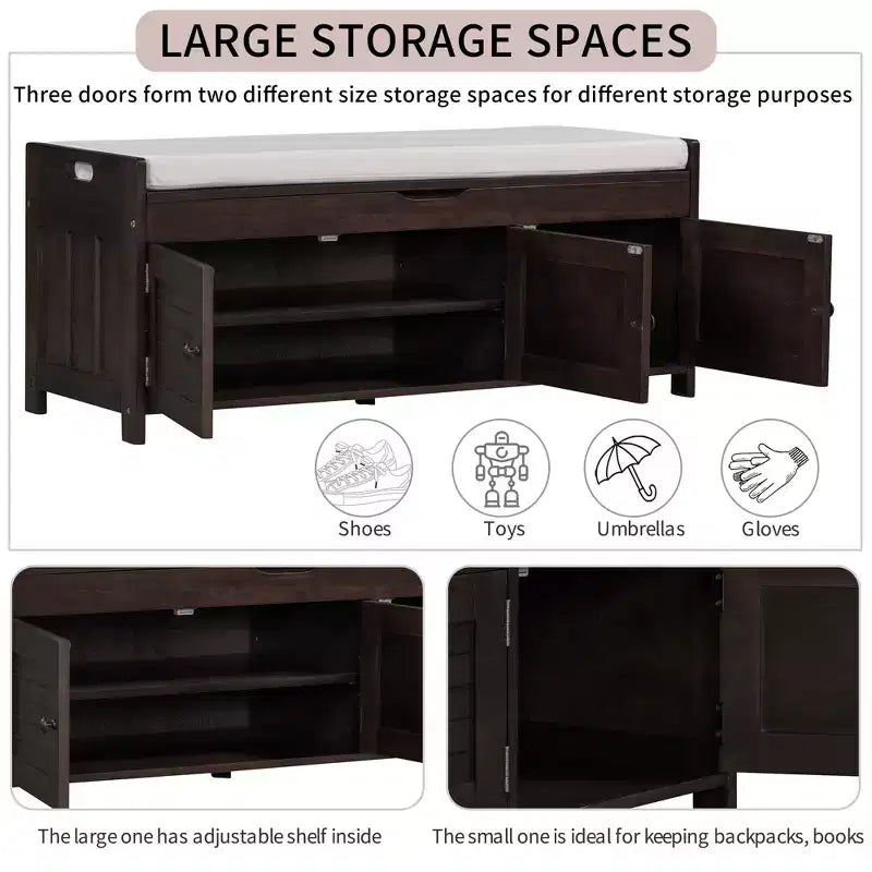 Banc de chambre AndMakers de 43,5 po avec 3 portes