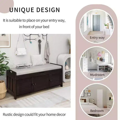 Banc de chambre AndMakers de 43,5 po avec 3 portes