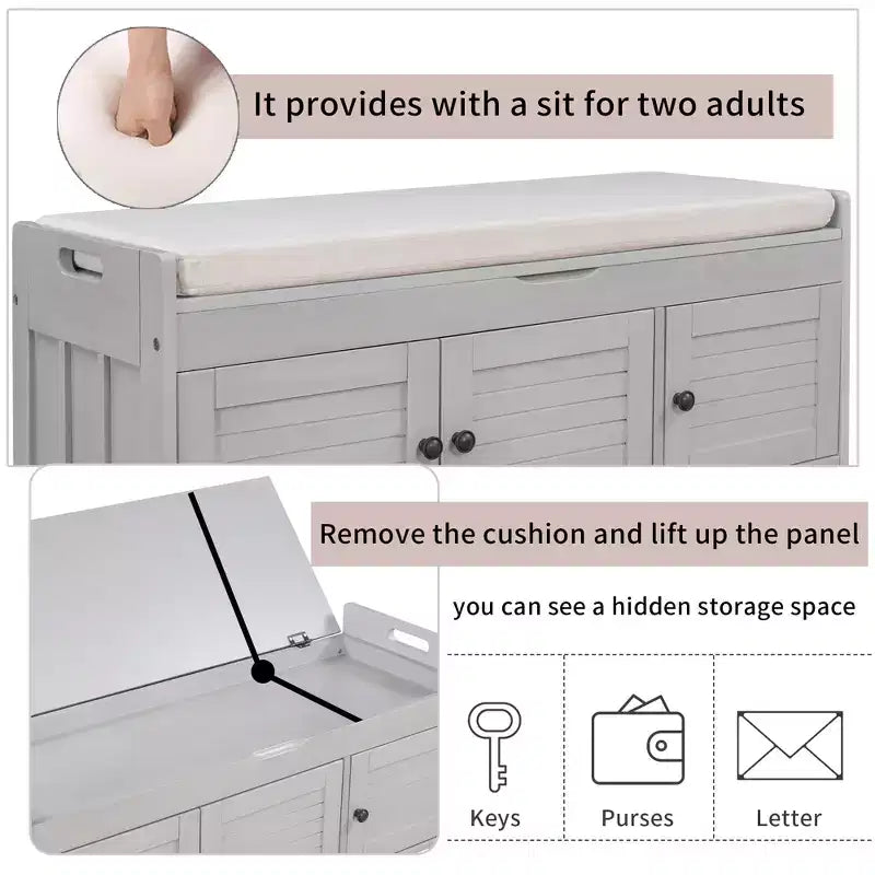 Banc de chambre AndMakers de 43,5 po avec 3 portes