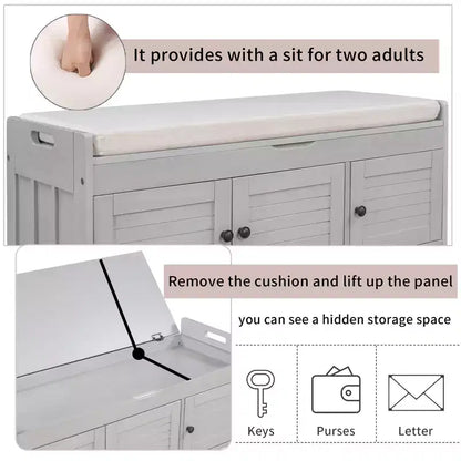 Banc de chambre AndMakers de 43,5 po avec 3 portes