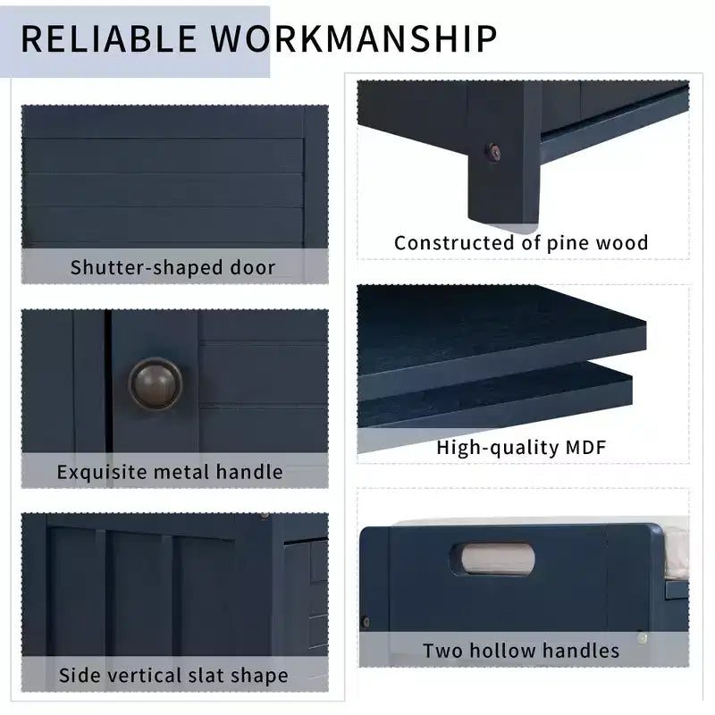 Banc de chambre AndMakers de 43,5 po avec 3 portes