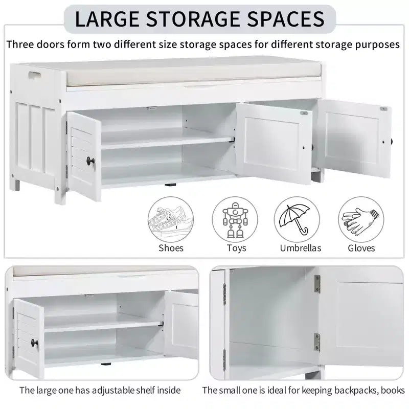 Banc de chambre AndMakers de 43,5 po avec 3 portes