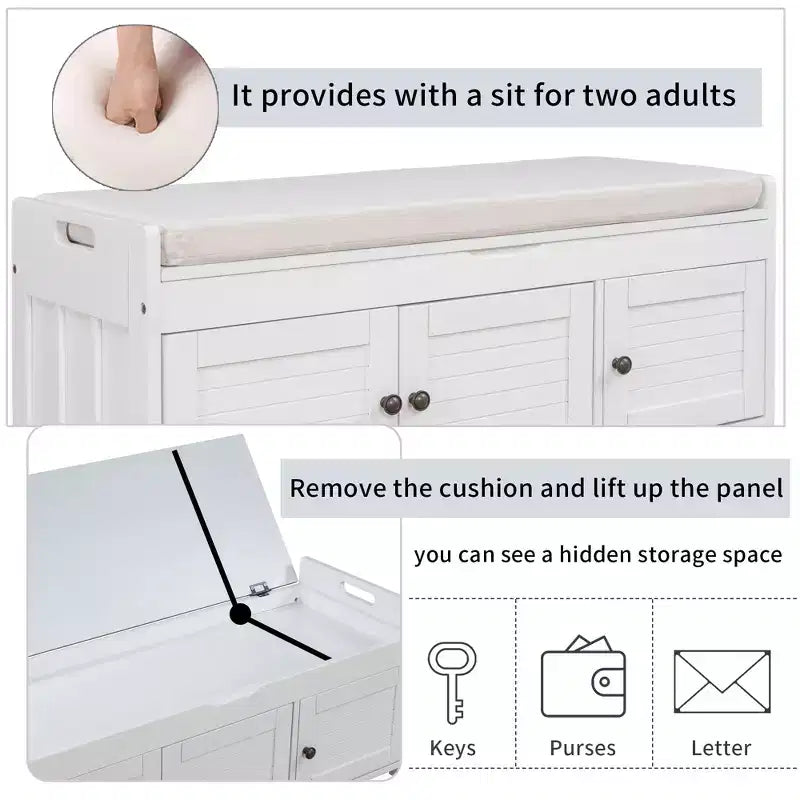 Banc de chambre AndMakers de 43,5 po avec 3 portes