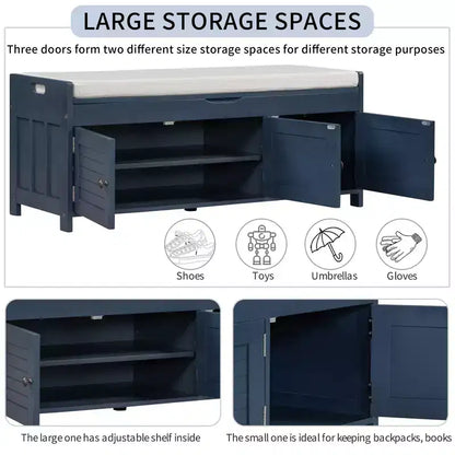 Banc de chambre AndMakers de 43,5 po avec 3 portes