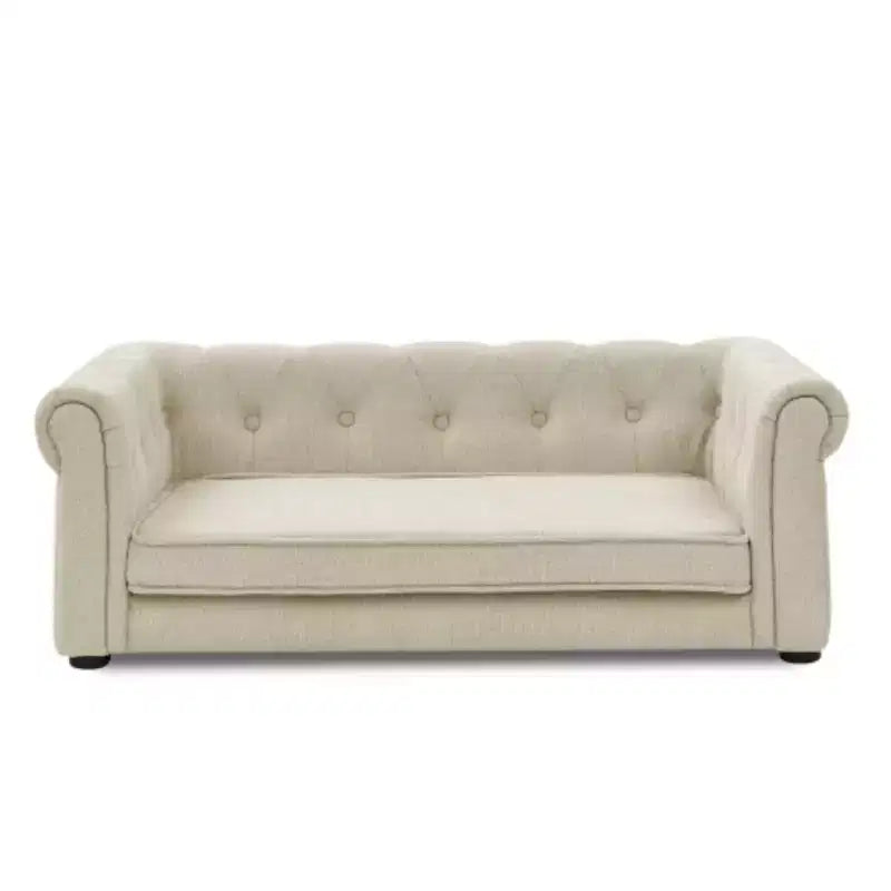 Confort et style pour votre animal : lit rectangulaire surélevé pour chien de couleur beige, design durable