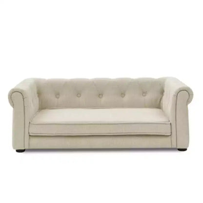 Confort et style pour votre animal : lit rectangulaire surélevé pour chien de couleur beige, design durable