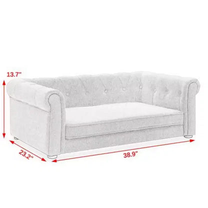 Confort et style pour votre animal : lit rectangulaire surélevé pour chien de couleur beige, design durable