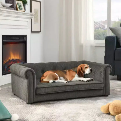 Confort et style pour votre animal : lit rectangulaire surélevé pour chien de couleur beige, design durable