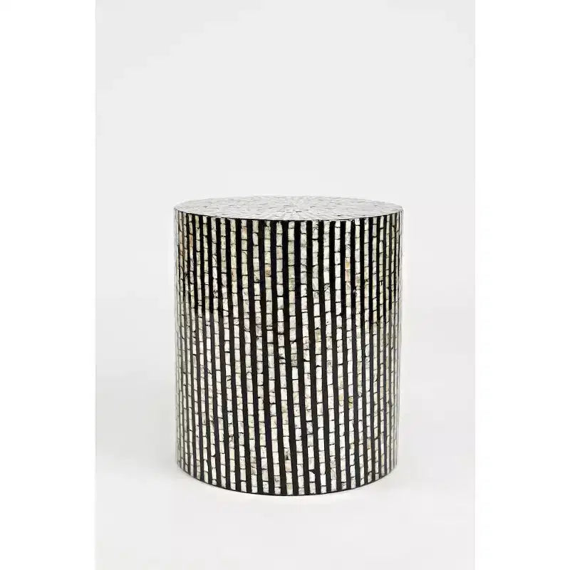 Jofran,Global Archive Round Terrazzo Handcrafted Capiz Shell Accent Table- Black Color