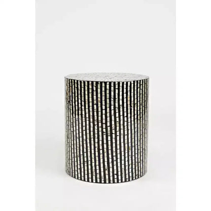 Jofran,Global Archive Round Terrazzo Handcrafted Capiz Shell Accent Table- Black Color