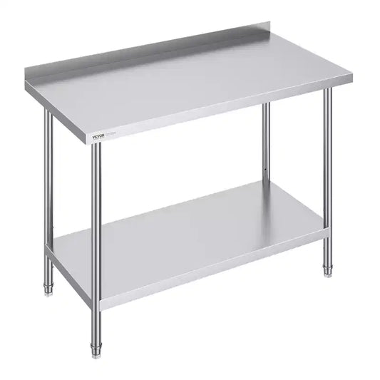 VEVOR 24 x 48 x 36 Inch Stainless Steel Work Table, Commercial Food Prep Worktable Heavy Duty Prep Worktable, Metal Work Table with Adjustable Height