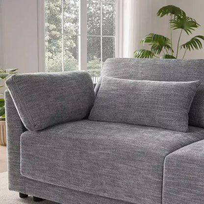 Canapé d'angle modulaire Whisen avec console de rangement et pouf mobile, assise large de 33 pouces, canapé d'angle 4 places en chenille