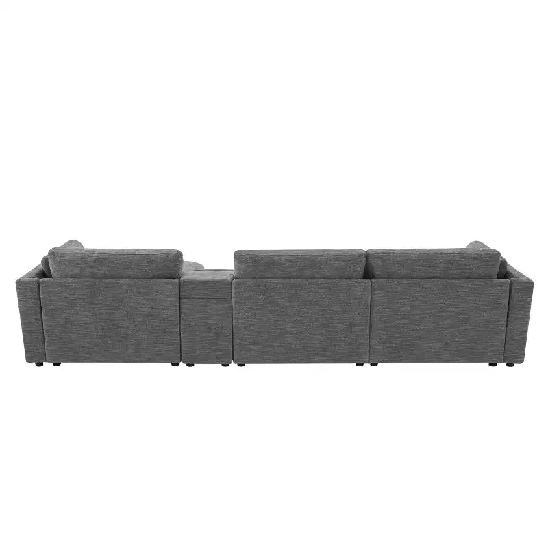 Canapé d'angle modulaire Whisen avec console de rangement et pouf mobile, assise large de 33 pouces, canapé d'angle 4 places en chenille