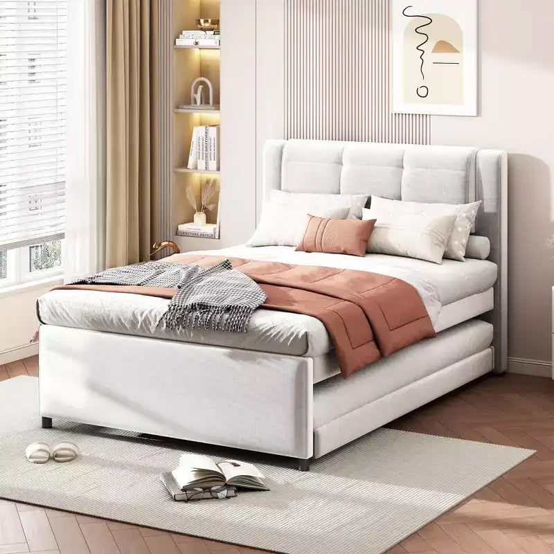 Whisen Full Size Upholstery platform bed with Trundle