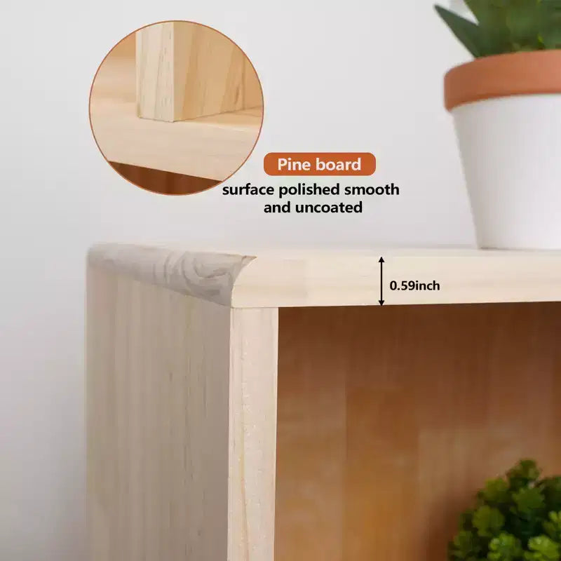 Étagère à Livres en Bois de Pin à 7 Cubes avec Pieds, Bibliothèque Ouverte Autoportante, Vitrine de Rangement au Sol, Organiseur de Rangement Ouvert pour Salon, Bureau, Salle d'Étude
