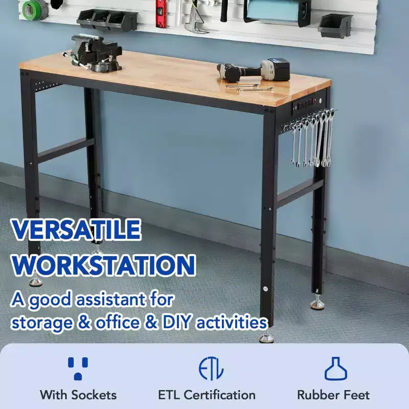 Établi réglable, capacité de charge de 907 kg, hauteur réglable de 75 à 97,5 cm, idéal pour les travaux lourds à la maison, au bureau et à l'atelier