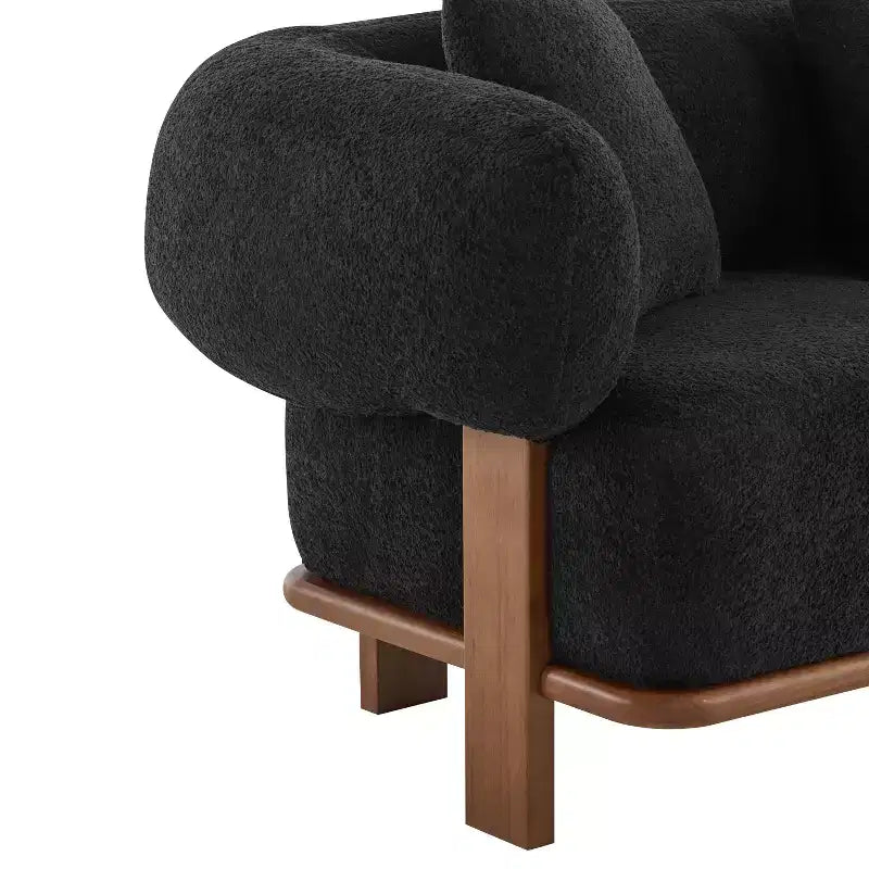 Christopher Knight Home Tadg 82 Canapé incurvé 3 places en bois d'hévéa et tissu bouclé avec 3 oreillers et accoudoirs ronds