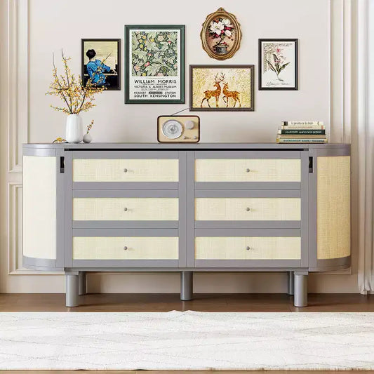 Whisen Full Murphy Bed with Hidden Storage & Modern Woven Design