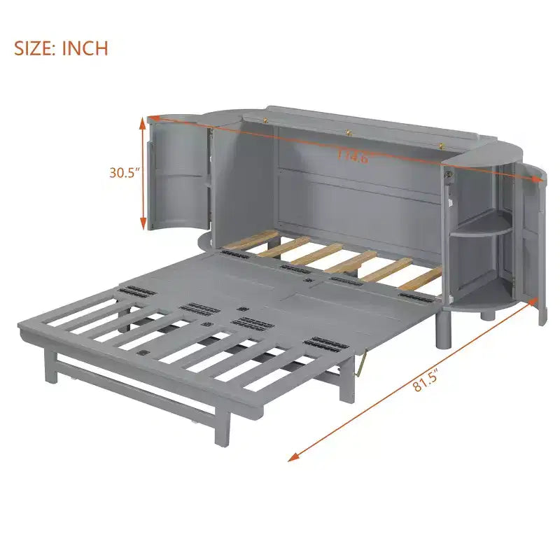 Lit Escamotable Whisen Full avec Rangement Caché et Design Tressé Moderne