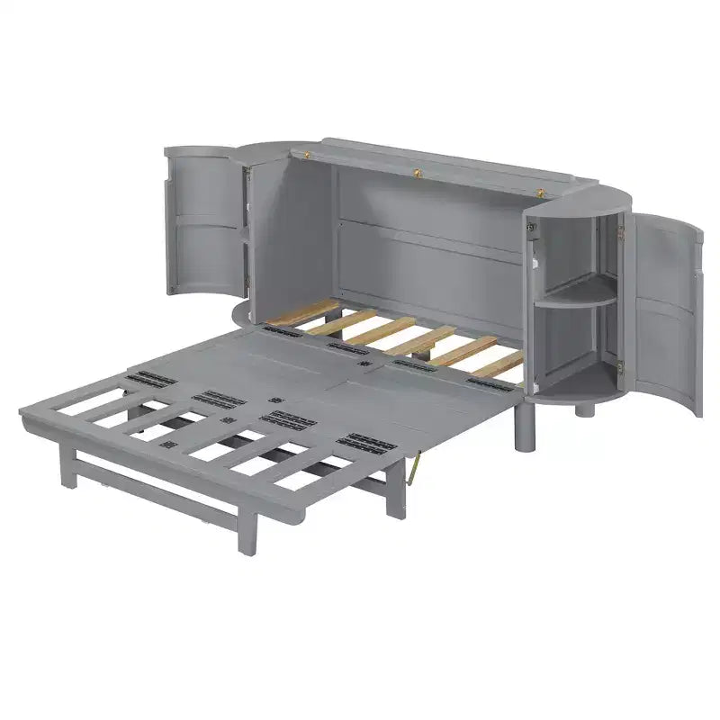 Lit Escamotable Whisen Full avec Rangement Caché et Design Tressé Moderne