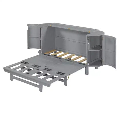 Lit Escamotable Whisen Full avec Rangement Caché et Design Tressé Moderne