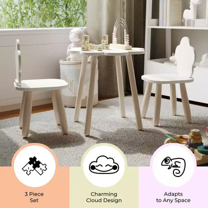 Ensemble table et chaises 3 pièces nuage en bois pour enfants Buzz & Bloom