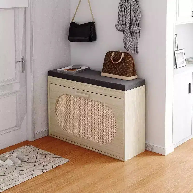 Karl Home | Real Rattan Upholstered Storage Bench