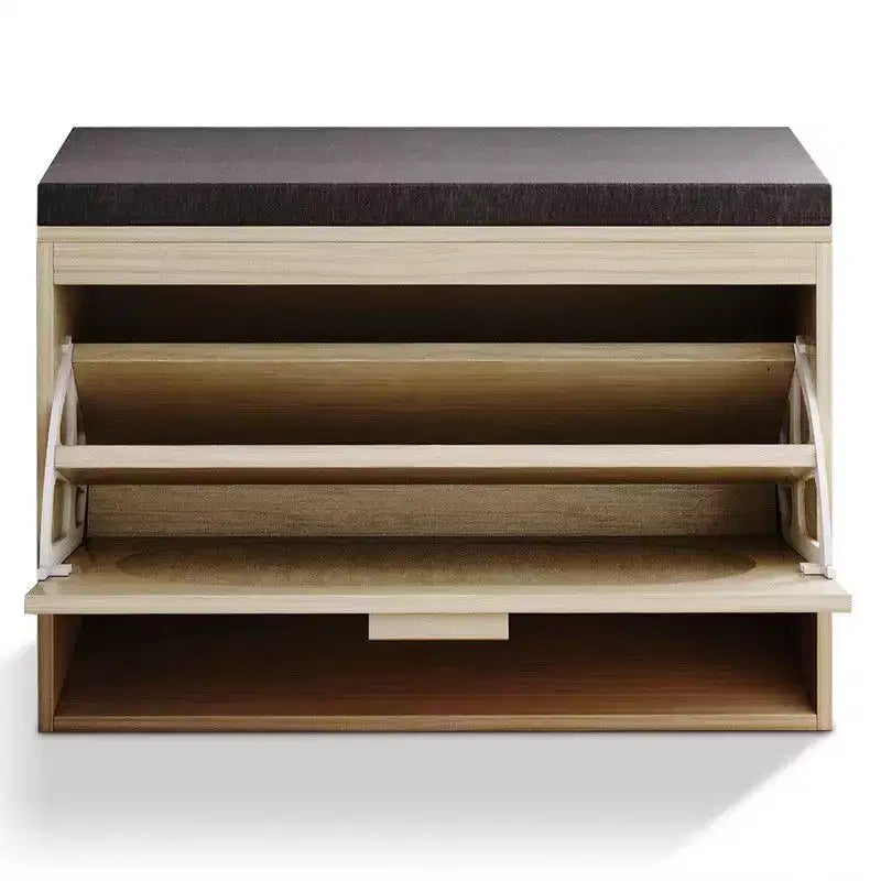 Karl Home | Banc de rangement rembourré en rotin véritable