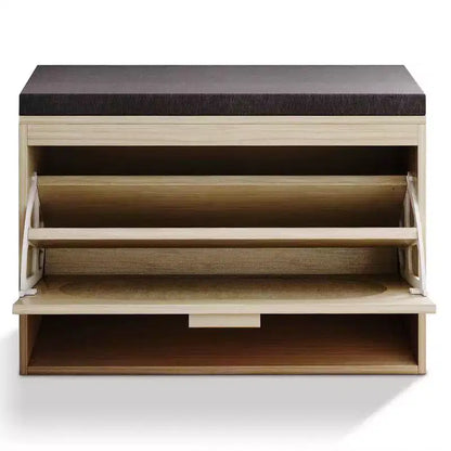 Karl Home | Banc de rangement rembourré en rotin véritable